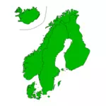 Mapa Skandinávie vektor